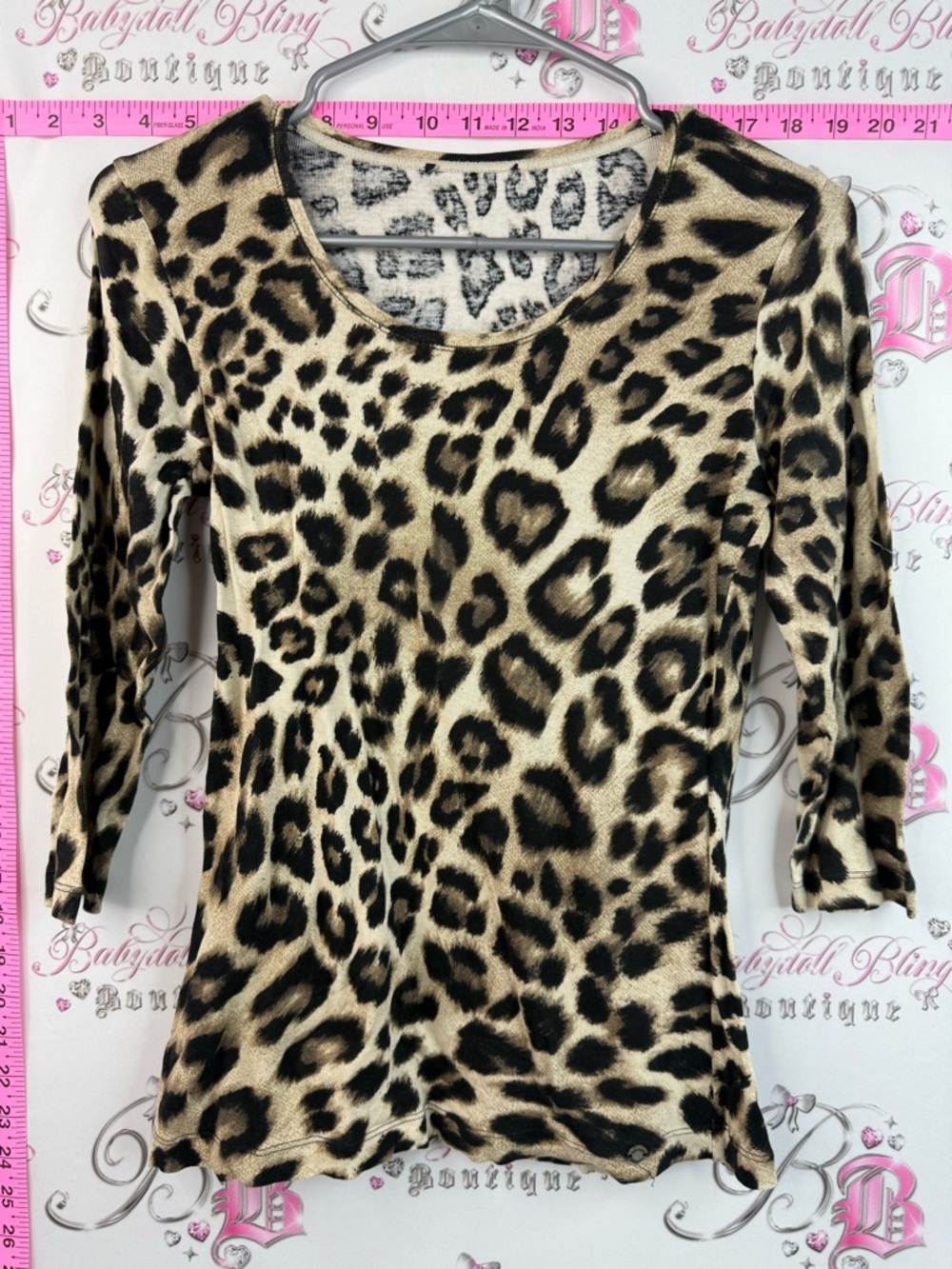 Olsen shirt top cheetah Leopard Print Long Sleeve Tee - Beige/Black